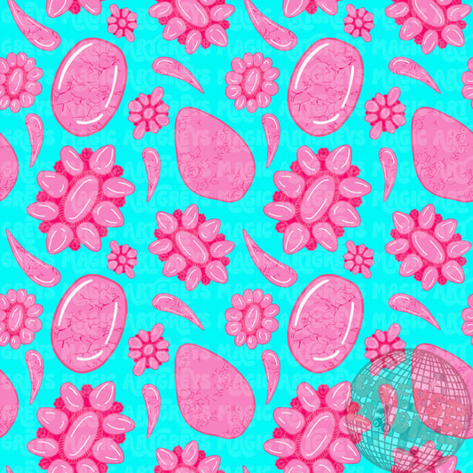 Pink Conchos Over Blue Seamless File