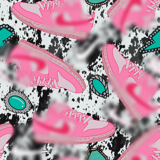 Pink Check Shoes Western Seamless File