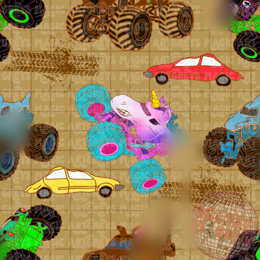 Brown Monster Trucks Seamless File