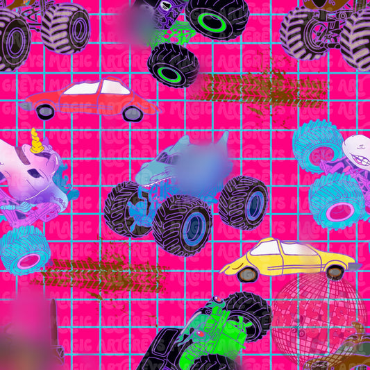 Pink Monster Trucks Seamless File