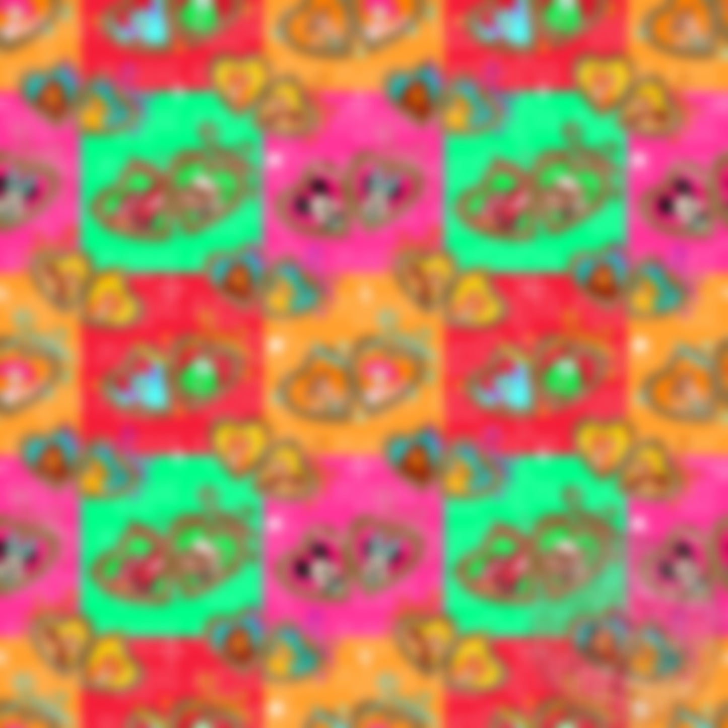 Neon Checkered Character Mashup Heart Lockets Seamless File