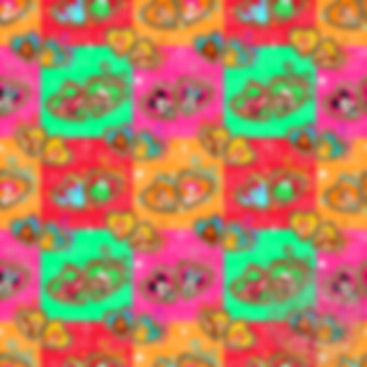 Neon Checkered Character Mashup Heart Lockets Seamless File