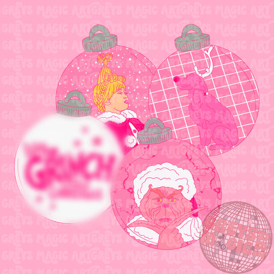 Pink Man Christmas Ornaments PNG