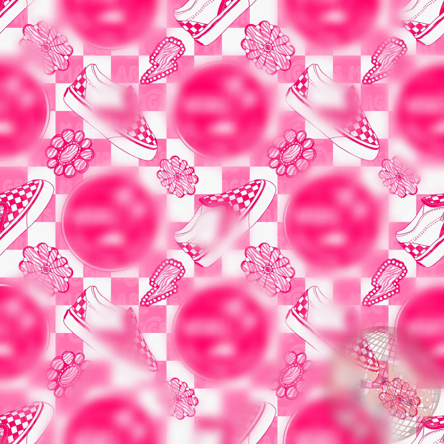Pink Checkered Shoes And Conchos Seamless File