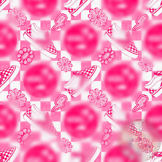 Pink Checkered Shoes And Conchos Seamless File