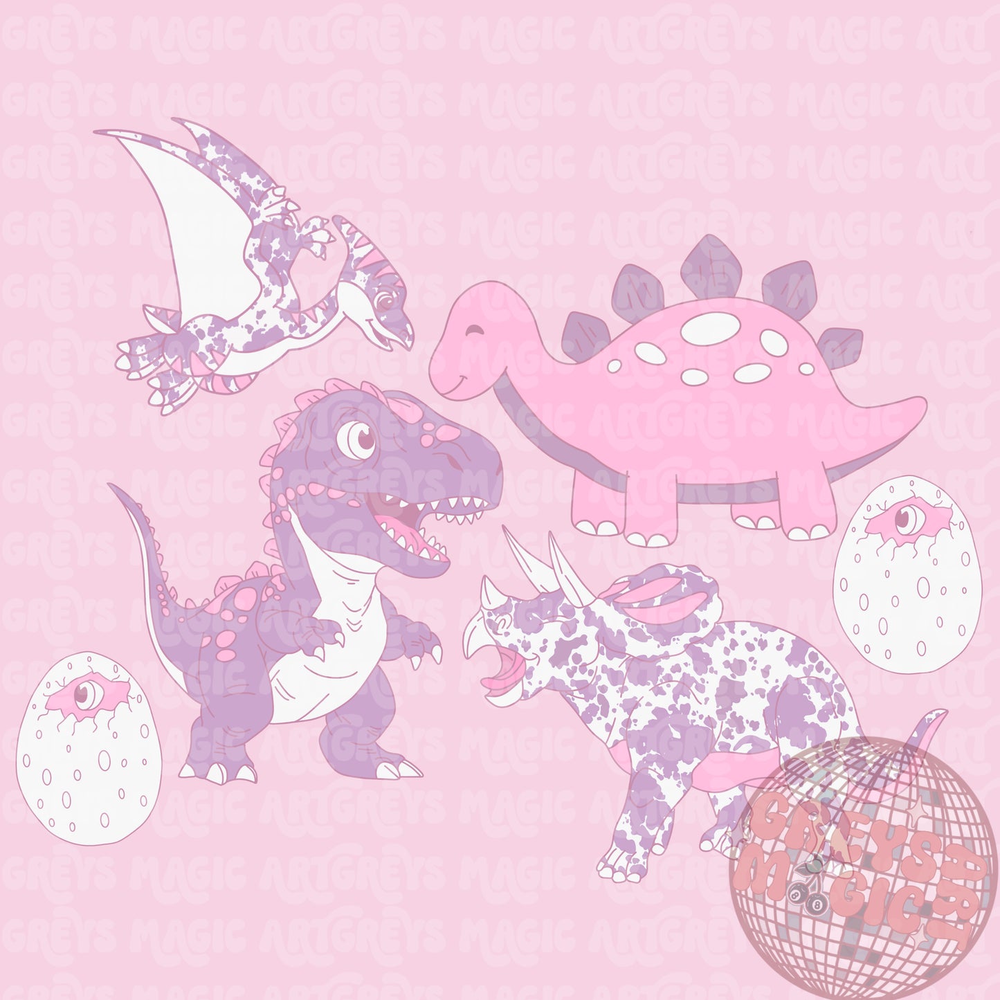 Pink And Purple Western Dino PNG