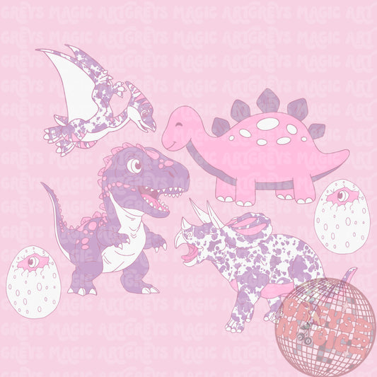 Pink And Purple Western Dino PNG