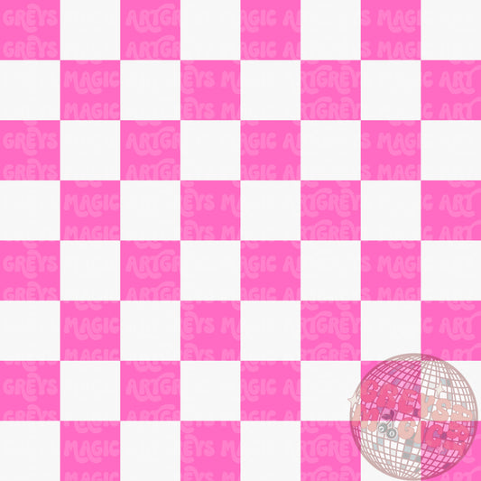 Fuchsia Pink And White Checkered