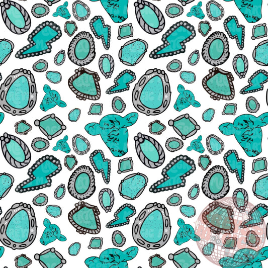 White Background Turquoise Western Stone Seamless File