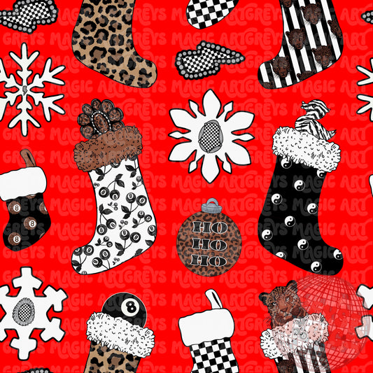 Retro Christmas Stocking Seamless File