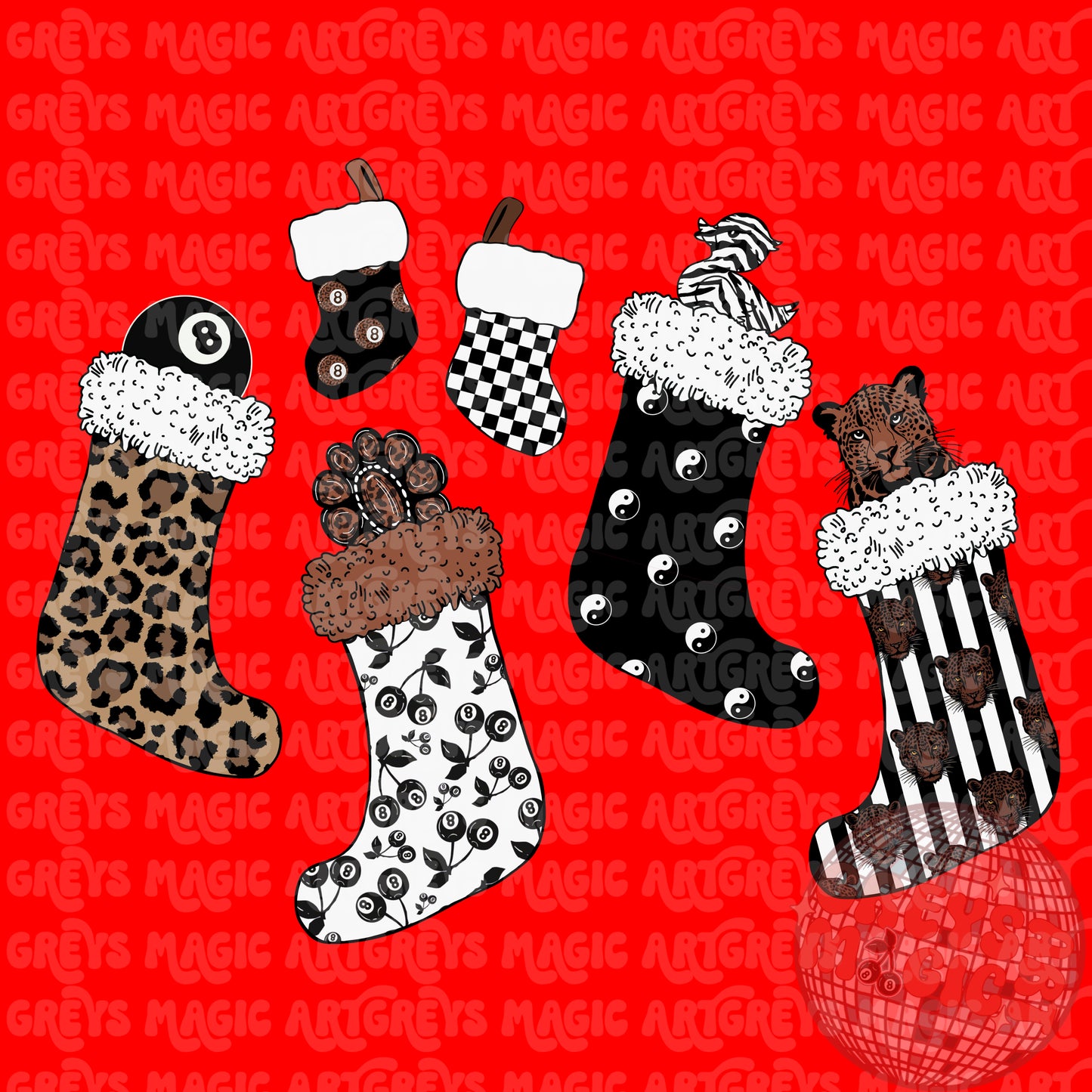 Retro Christmas Stockings PNG