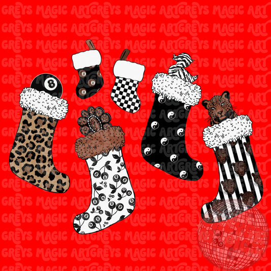 Retro Christmas Stockings PNG