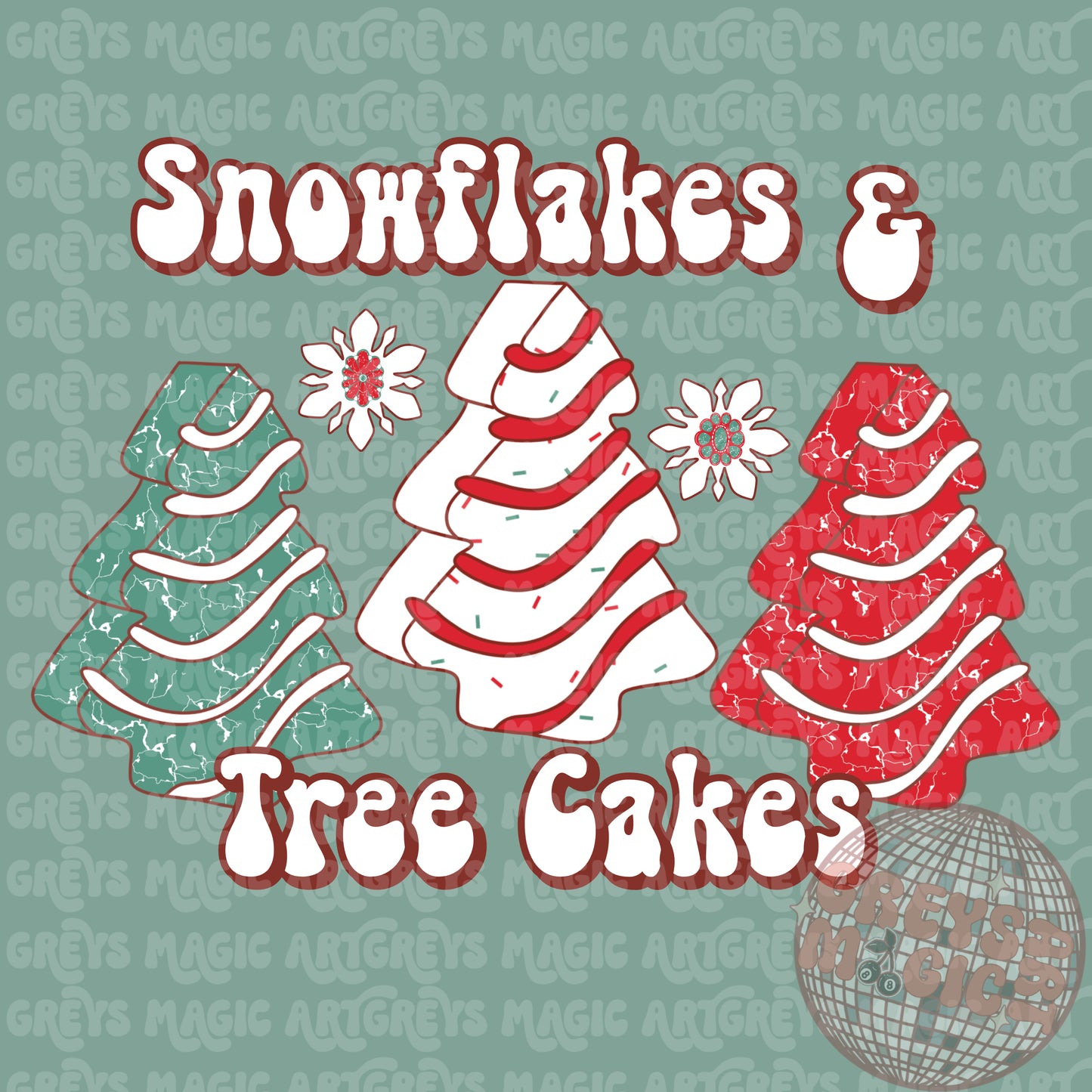 Snowflakes & Tree Cakes PNG