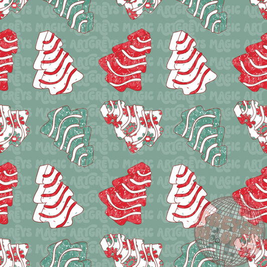 Red & Green Christmas Tree Cakes Seamless File