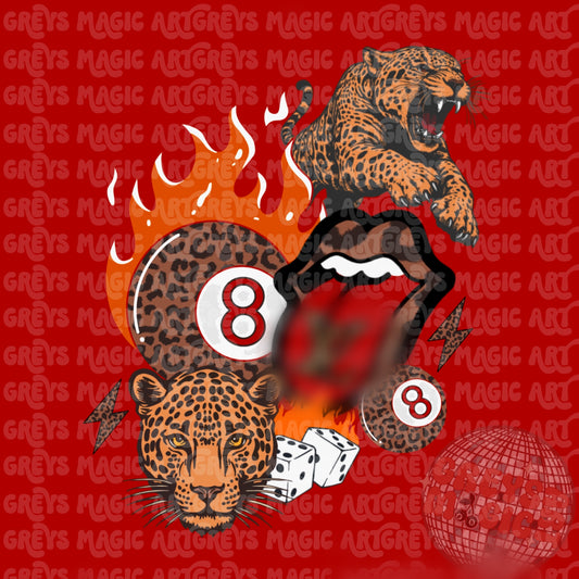 Cheetah Retro 8ball Cheetah Tongue Mashup PNG