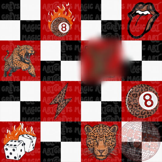 Red Cheetah Boujee Retro Checkered Seamless File