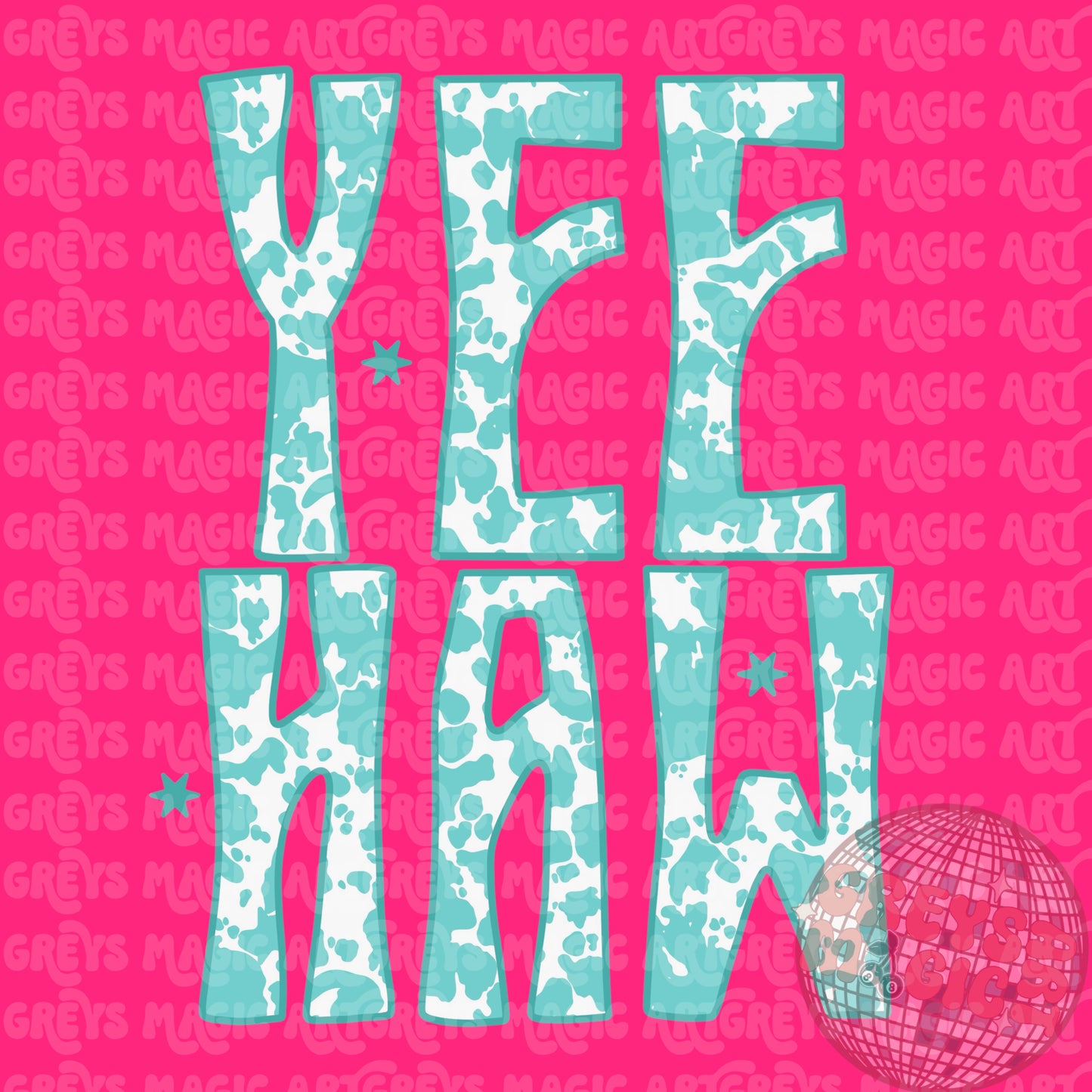 Yeehaw Blue Cowprint PNG