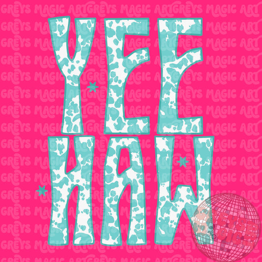 Yeehaw Blue Cowprint PNG