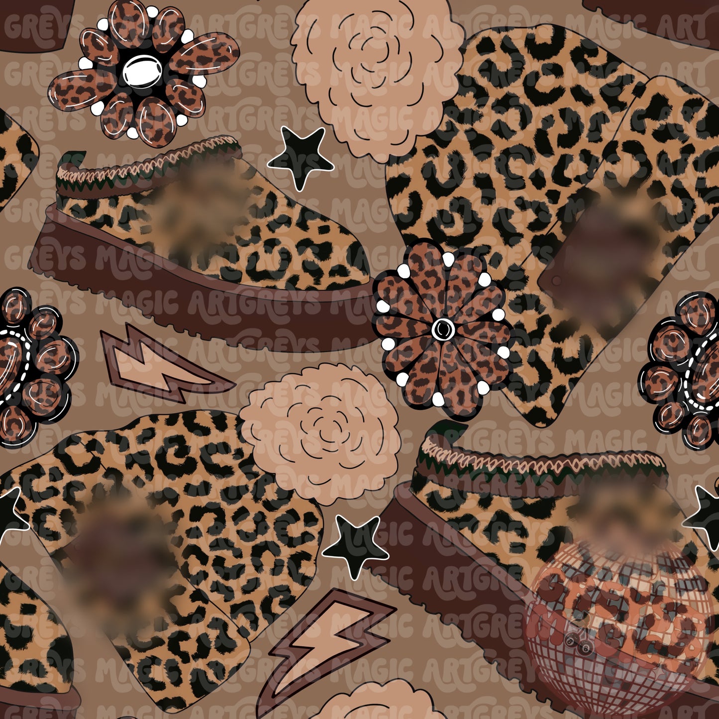 Cheetah Beanie & Slippers Seamless File